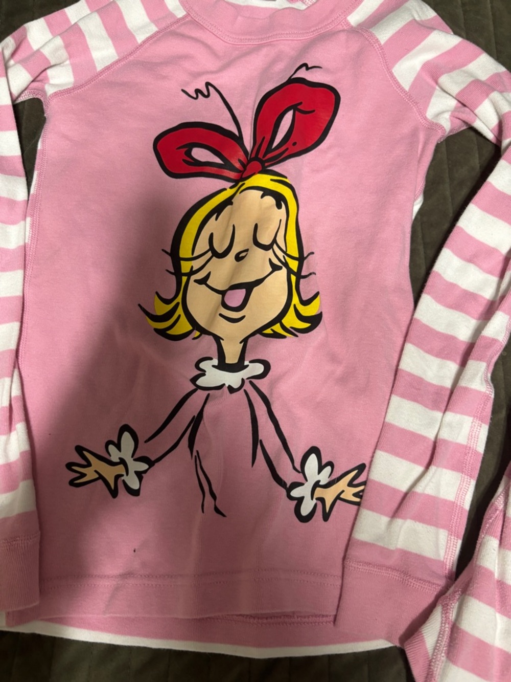 Pink Striped Girls' The Grinch Pajama Set - Picture 2 of 3